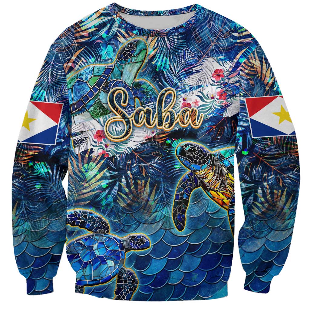 Saba Sweatshirt Sea Turtle Tropical Pattern - Wonder Print Shop