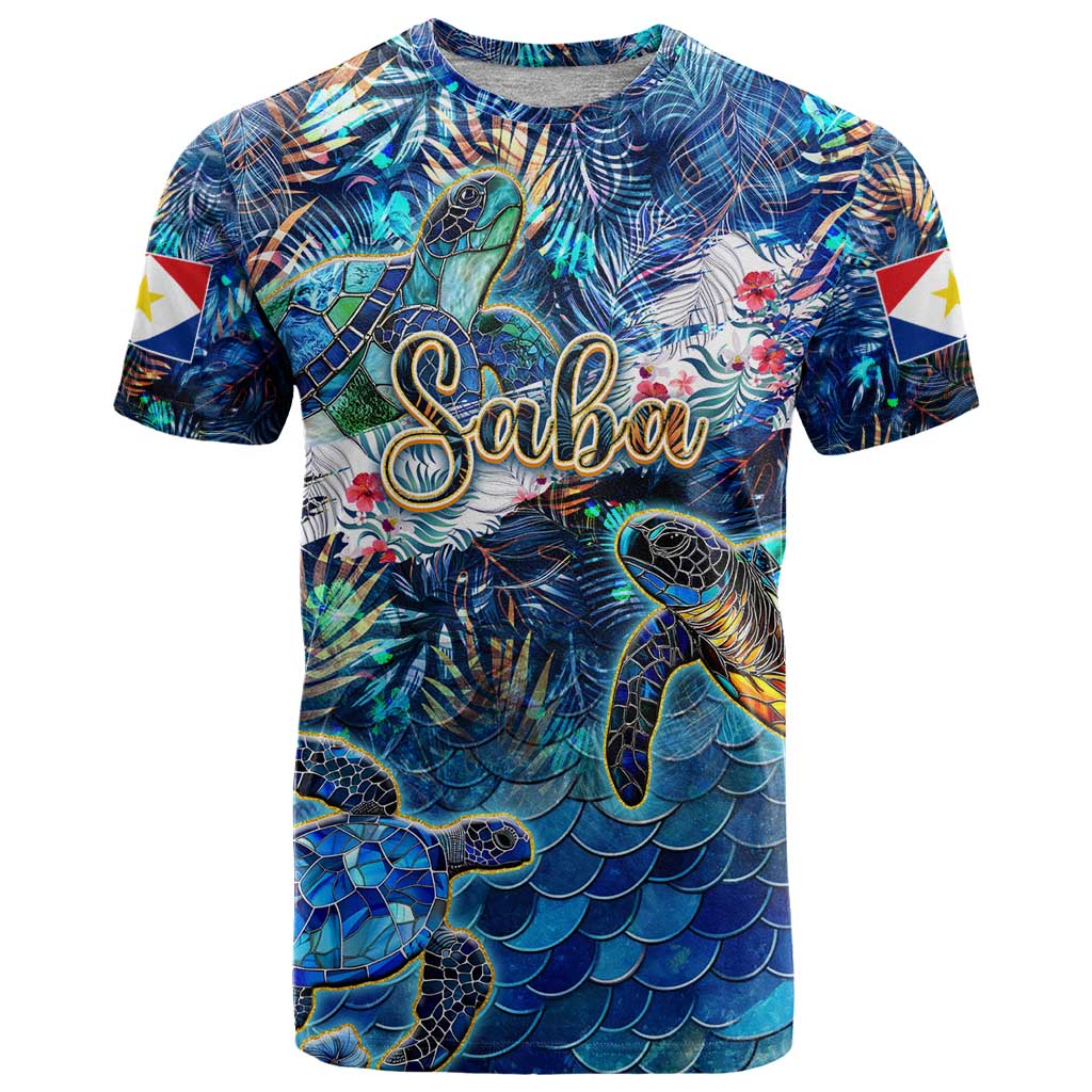 Saba T Shirt Sea Turtle Tropical Pattern - Wonder Print Shop