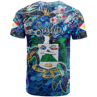 Saba T Shirt Sea Turtle Tropical Pattern - Wonder Print Shop