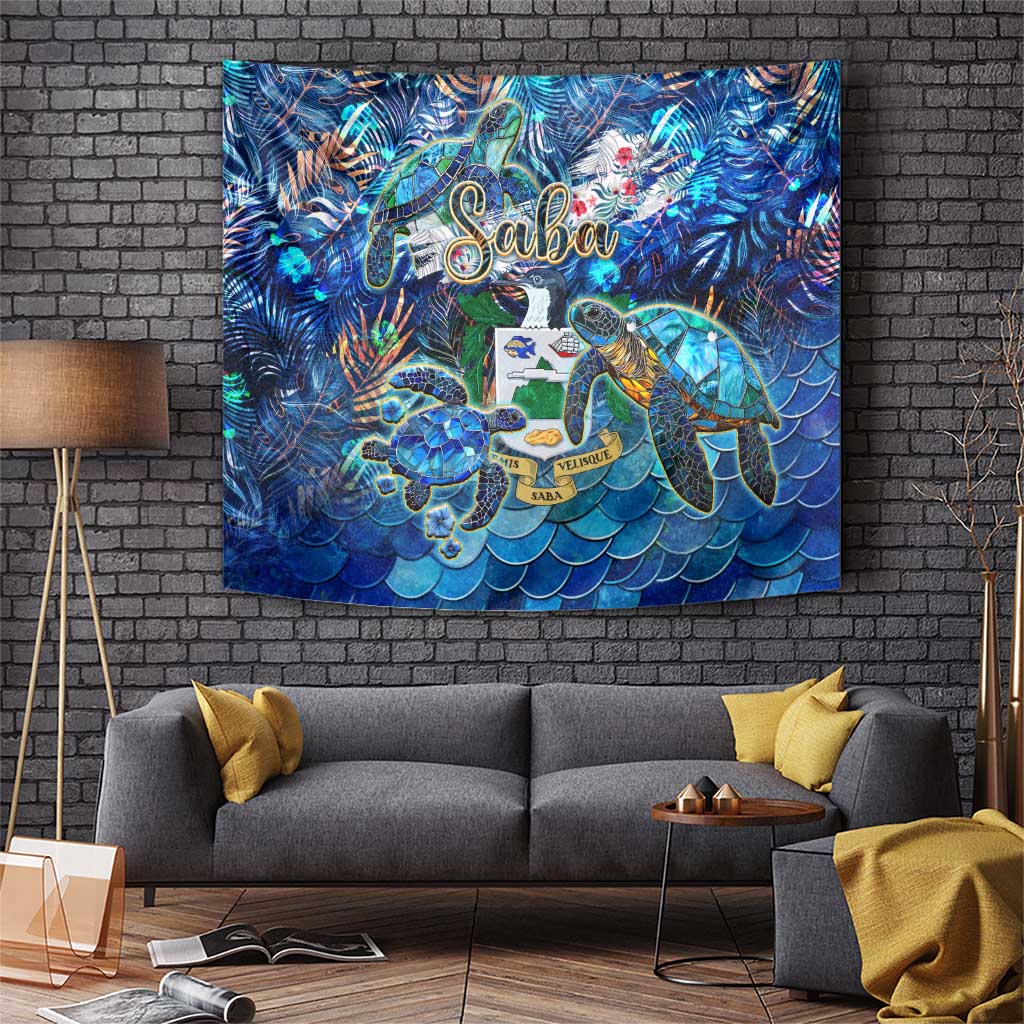 Saba Tapestry Sea Turtle Tropical Pattern - Wonder Print Shop