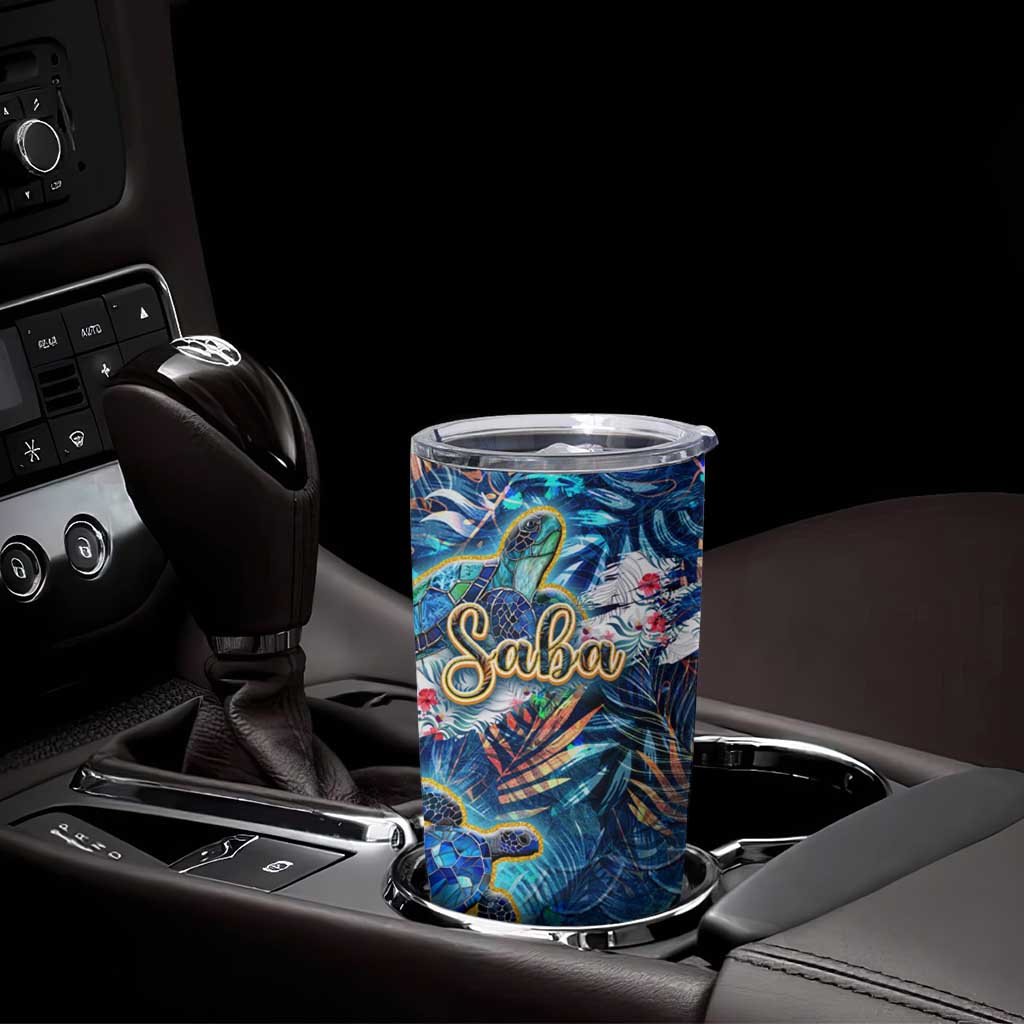 Saba Tumbler Cup Sea Turtle Tropical Pattern - Wonder Print Shop