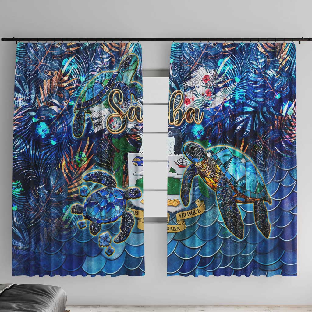 Saba Window Curtain Sea Turtle Tropical Pattern - Wonder Print Shop