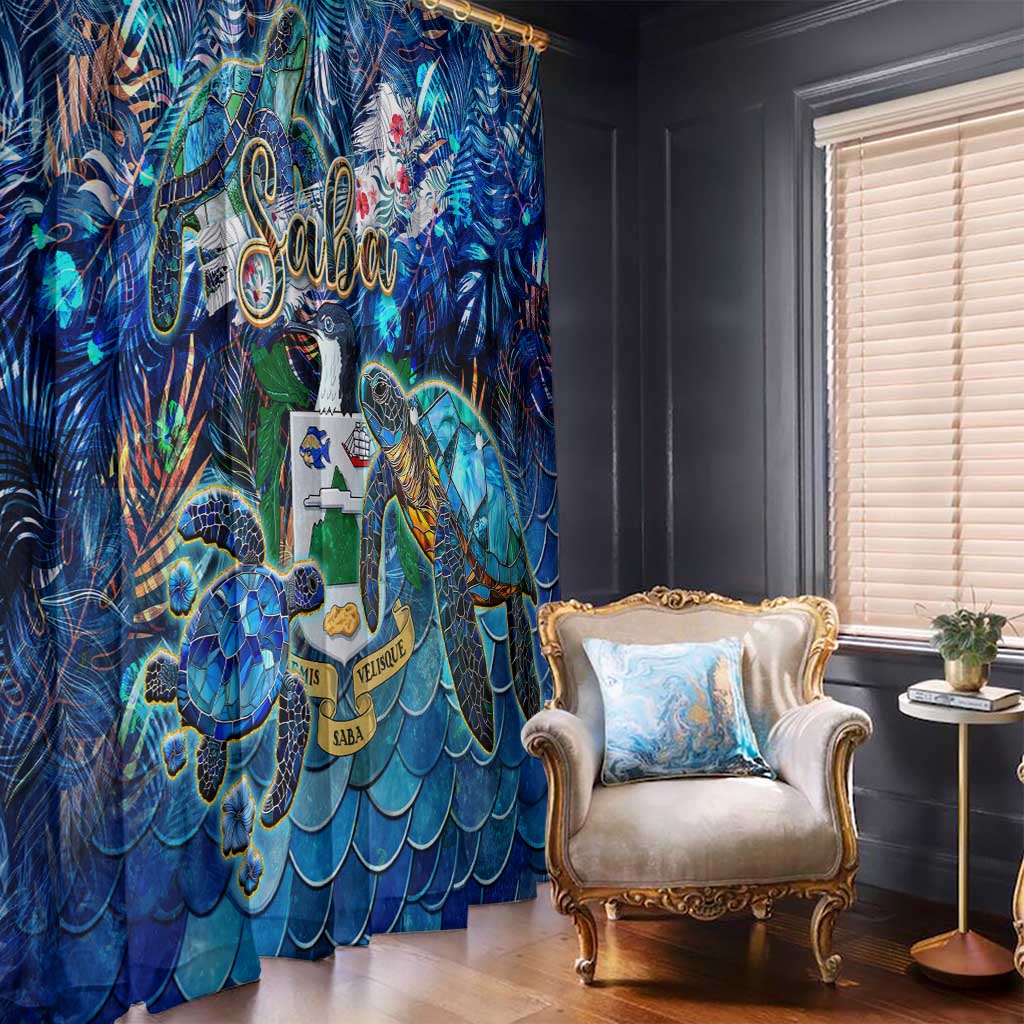 Saba Window Curtain Sea Turtle Tropical Pattern - Wonder Print Shop