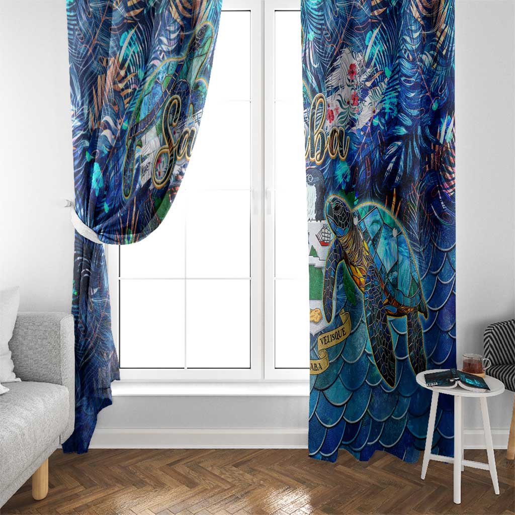 Saba Window Curtain Sea Turtle Tropical Pattern - Wonder Print Shop