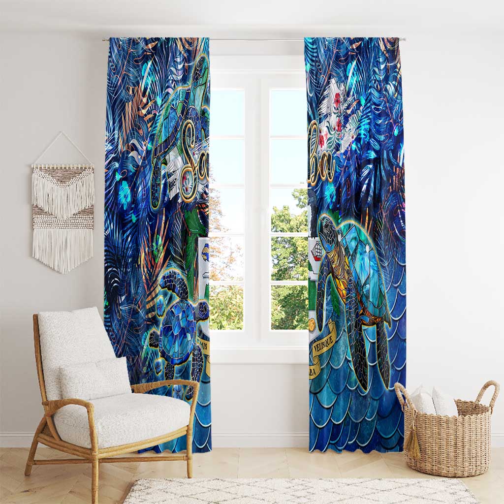 Saba Window Curtain Sea Turtle Tropical Pattern - Wonder Print Shop