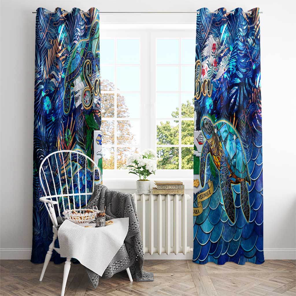 Saba Window Curtain Sea Turtle Tropical Pattern - Wonder Print Shop