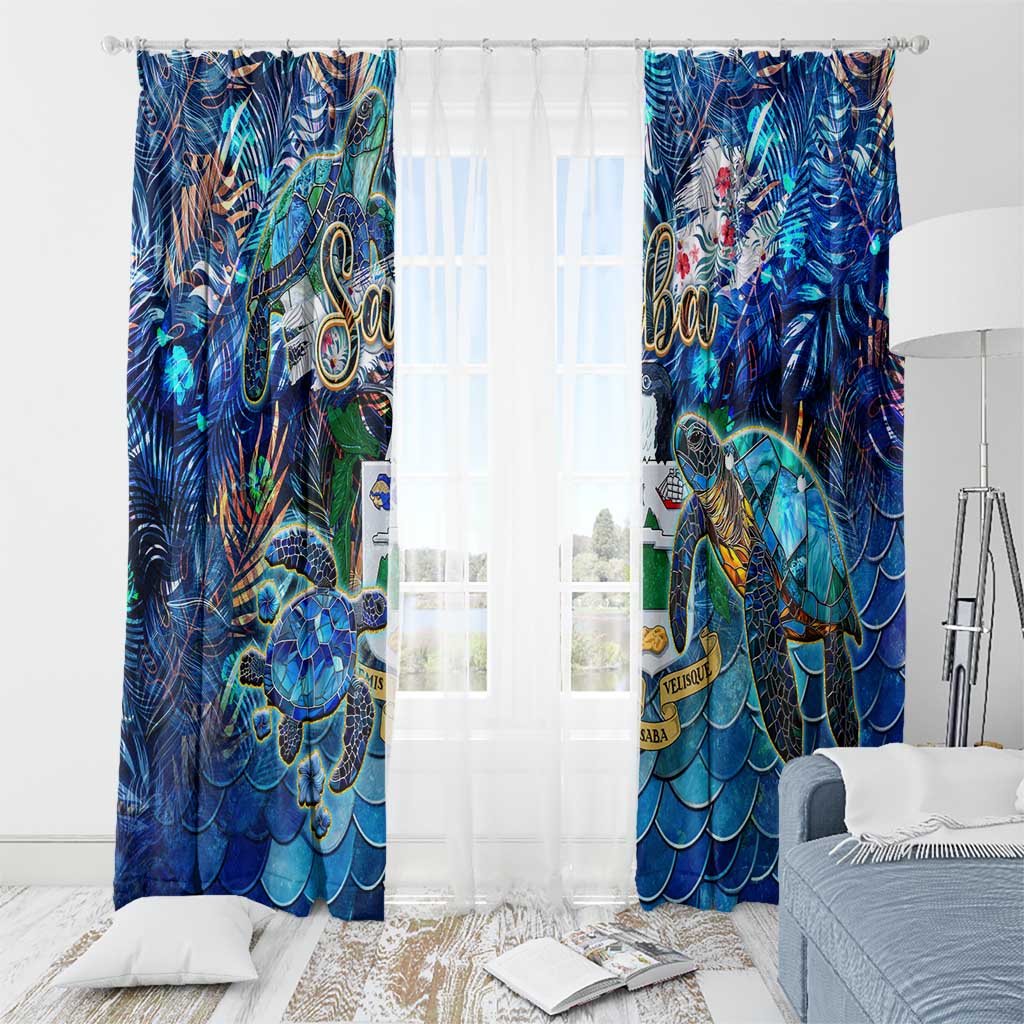 Saba Window Curtain Sea Turtle Tropical Pattern - Wonder Print Shop
