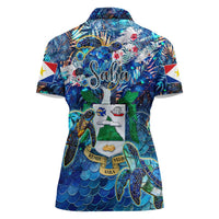Saba Women Polo Shirt Sea Turtle Tropical Pattern - Wonder Print Shop