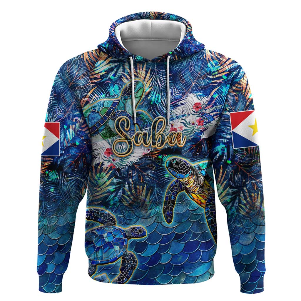 Saba Zip Hoodie Sea Turtle Tropical Pattern - Wonder Print Shop
