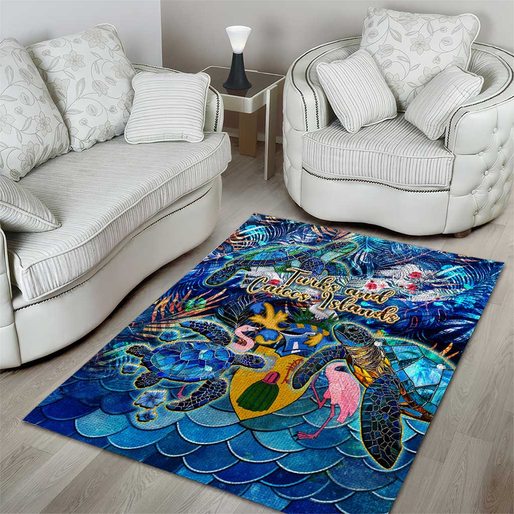 Turks and Caicos Islands Area Rug Sea Turtle Tropical Pattern