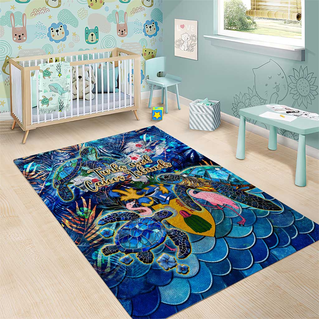 Turks and Caicos Islands Area Rug Sea Turtle Tropical Pattern