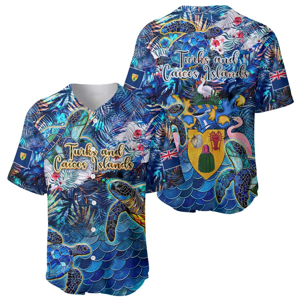 Turks and Caicos Islands Baseball Jersey Sea Turtle Tropical Pattern