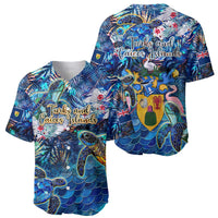 Turks and Caicos Islands Baseball Jersey Sea Turtle Tropical Pattern