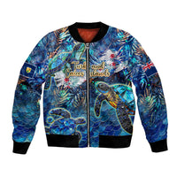 Turks and Caicos Islands Bomber Jacket Sea Turtle Tropical Pattern