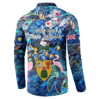 Turks and Caicos Islands Button Sweatshirt Sea Turtle Tropical Pattern