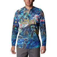 Turks and Caicos Islands Button Sweatshirt Sea Turtle Tropical Pattern
