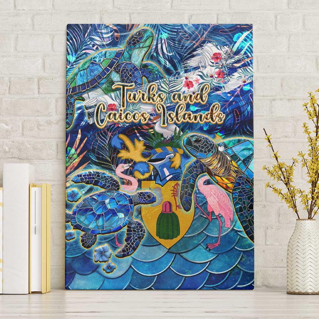 Turks and Caicos Islands Canvas Wall Art Sea Turtle Tropical Pattern