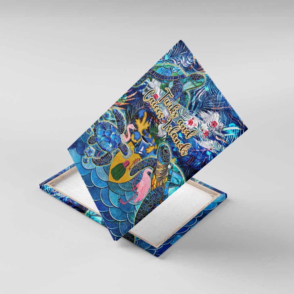 Turks and Caicos Islands Canvas Wall Art Sea Turtle Tropical Pattern