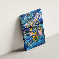 Turks and Caicos Islands Canvas Wall Art Sea Turtle Tropical Pattern