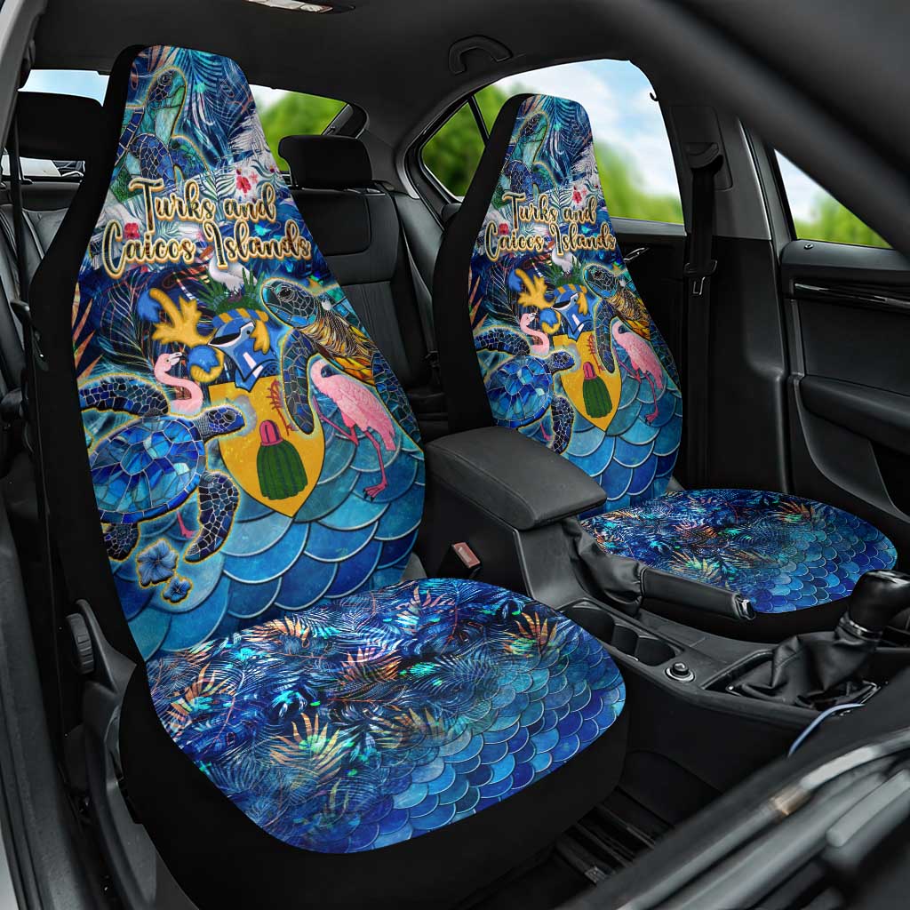 Turks and Caicos Islands Car Seat Cover Sea Turtle Tropical Pattern