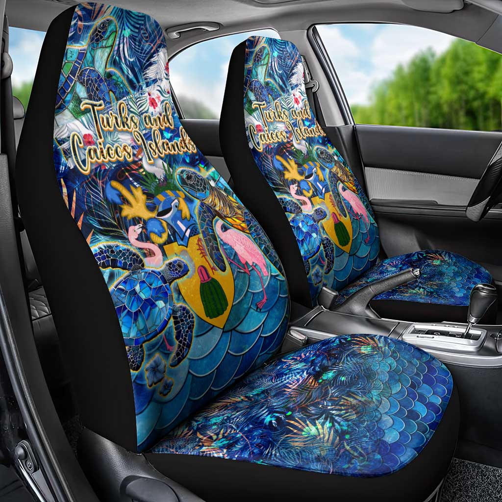 Turks and Caicos Islands Car Seat Cover Sea Turtle Tropical Pattern