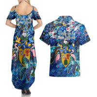 Turks and Caicos Islands Couples Matching Summer Maxi Dress and Hawaiian Shirt Sea Turtle Tropical Pattern