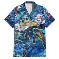 Turks and Caicos Islands Family Matching Puletasi and Hawaiian Shirt Sea Turtle Tropical Pattern