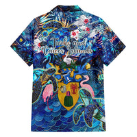 Turks and Caicos Islands Family Matching Puletasi and Hawaiian Shirt Sea Turtle Tropical Pattern