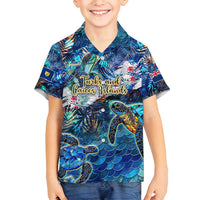 Turks and Caicos Islands Family Matching Puletasi and Hawaiian Shirt Sea Turtle Tropical Pattern