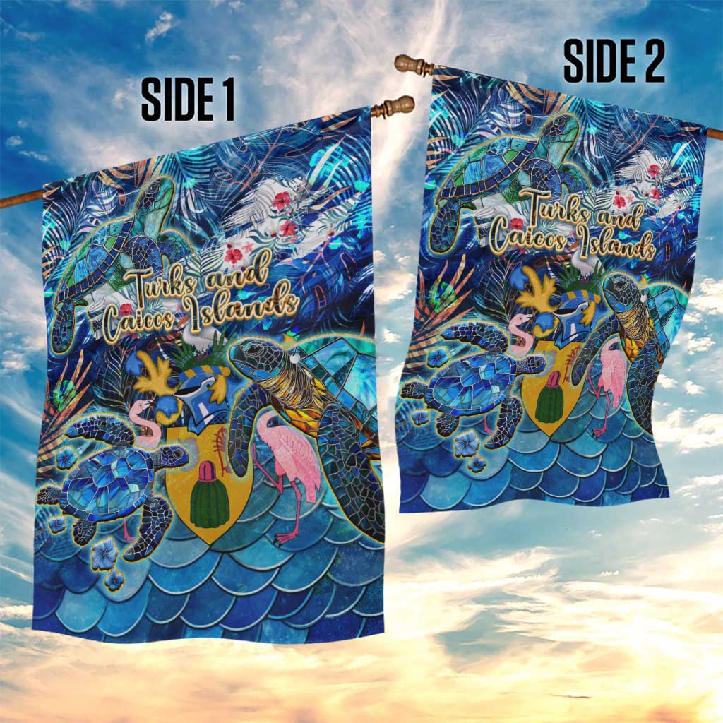 Turks and Caicos Islands Garden Flag Sea Turtle Tropical Pattern - Wonder Print Shop