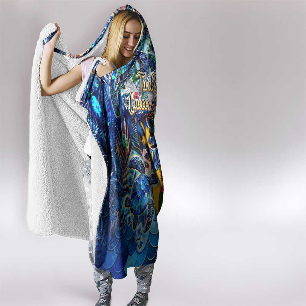 Turks and Caicos Islands Hooded Blanket Sea Turtle Tropical Pattern - Wonder Print Shop
