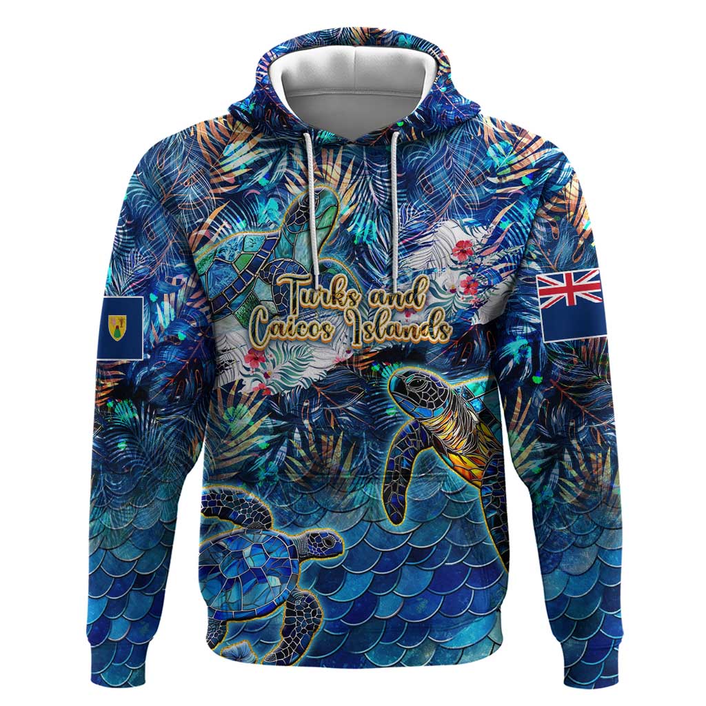 Turks and Caicos Islands Hoodie Sea Turtle Tropical Pattern - Wonder Print Shop