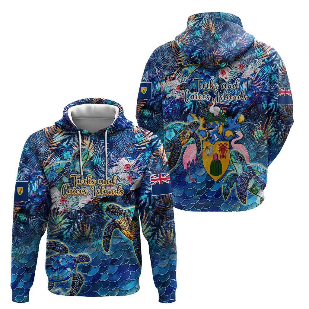 Turks and Caicos Islands Hoodie Sea Turtle Tropical Pattern - Wonder Print Shop