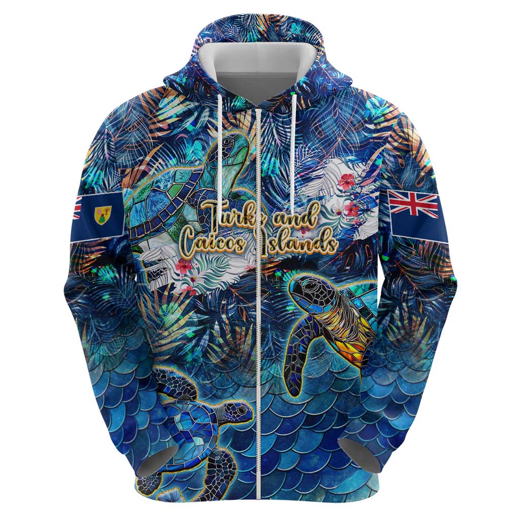 Turks and Caicos Islands Hoodie Sea Turtle Tropical Pattern - Wonder Print Shop