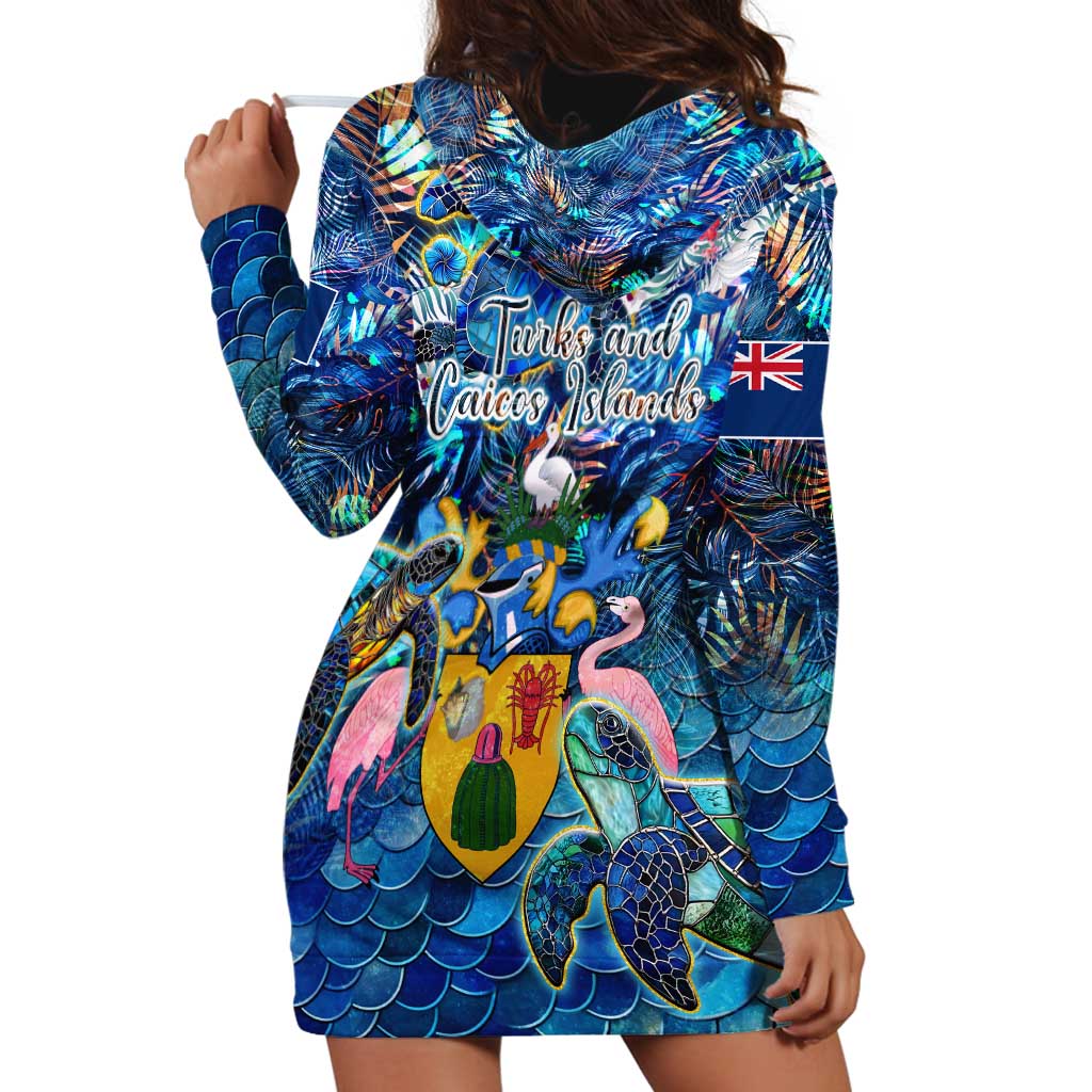 Turks and Caicos Islands Hoodie Dress Sea Turtle Tropical Pattern - Wonder Print Shop