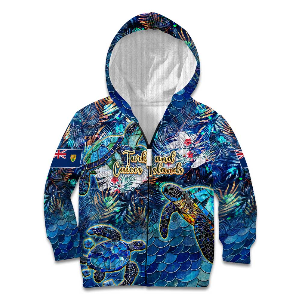 Turks and Caicos Islands Kid Hoodie Sea Turtle Tropical Pattern - Wonder Print Shop