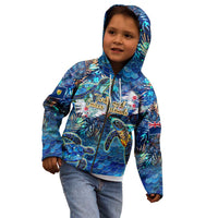 Turks and Caicos Islands Kid Hoodie Sea Turtle Tropical Pattern - Wonder Print Shop