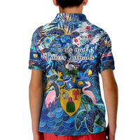 Turks and Caicos Islands Kid Polo Shirt Sea Turtle Tropical Pattern - Wonder Print Shop