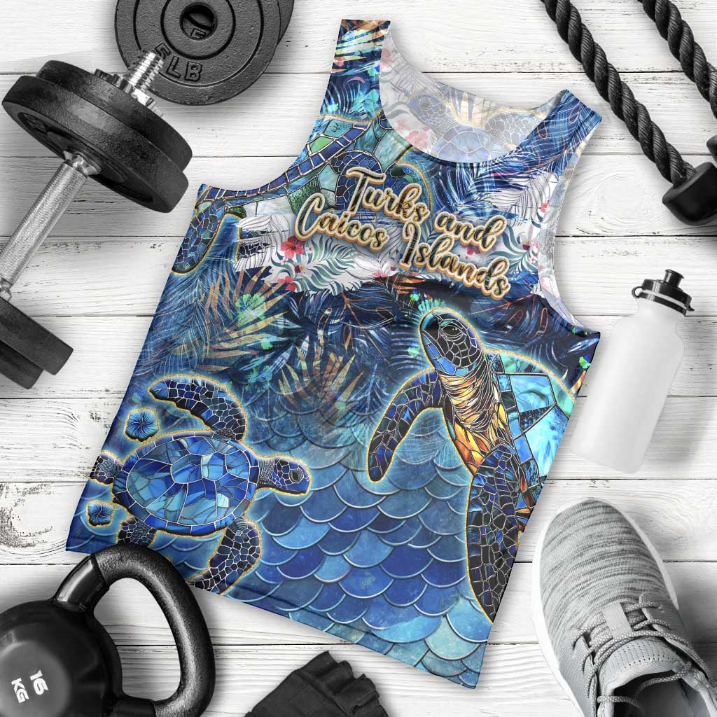 Turks and Caicos Islands Men Tank Top Sea Turtle Tropical Pattern - Wonder Print Shop