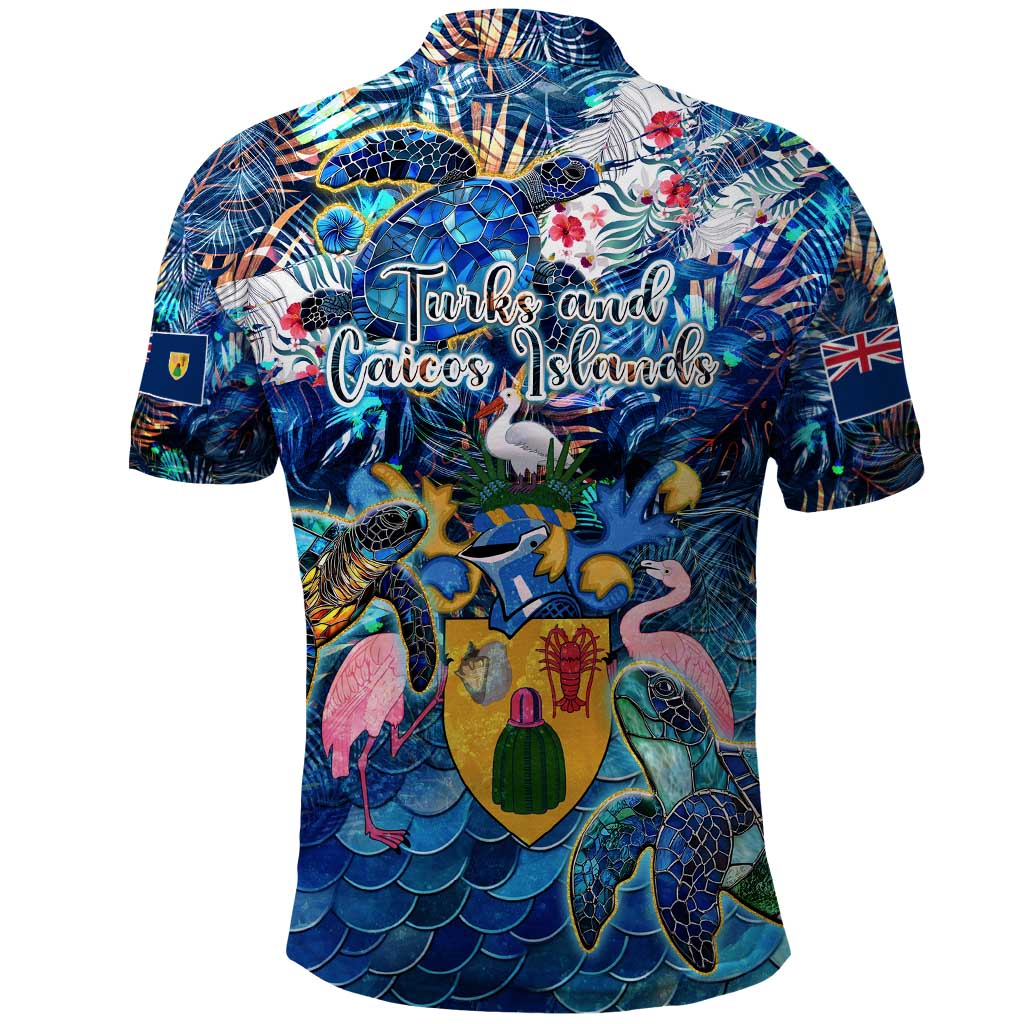 Turks and Caicos Islands Polo Shirt Sea Turtle Tropical Pattern - Wonder Print Shop