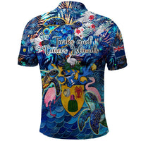 Turks and Caicos Islands Polo Shirt Sea Turtle Tropical Pattern - Wonder Print Shop