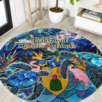 Turks and Caicos Islands Round Carpet Sea Turtle Tropical Pattern - Wonder Print Shop