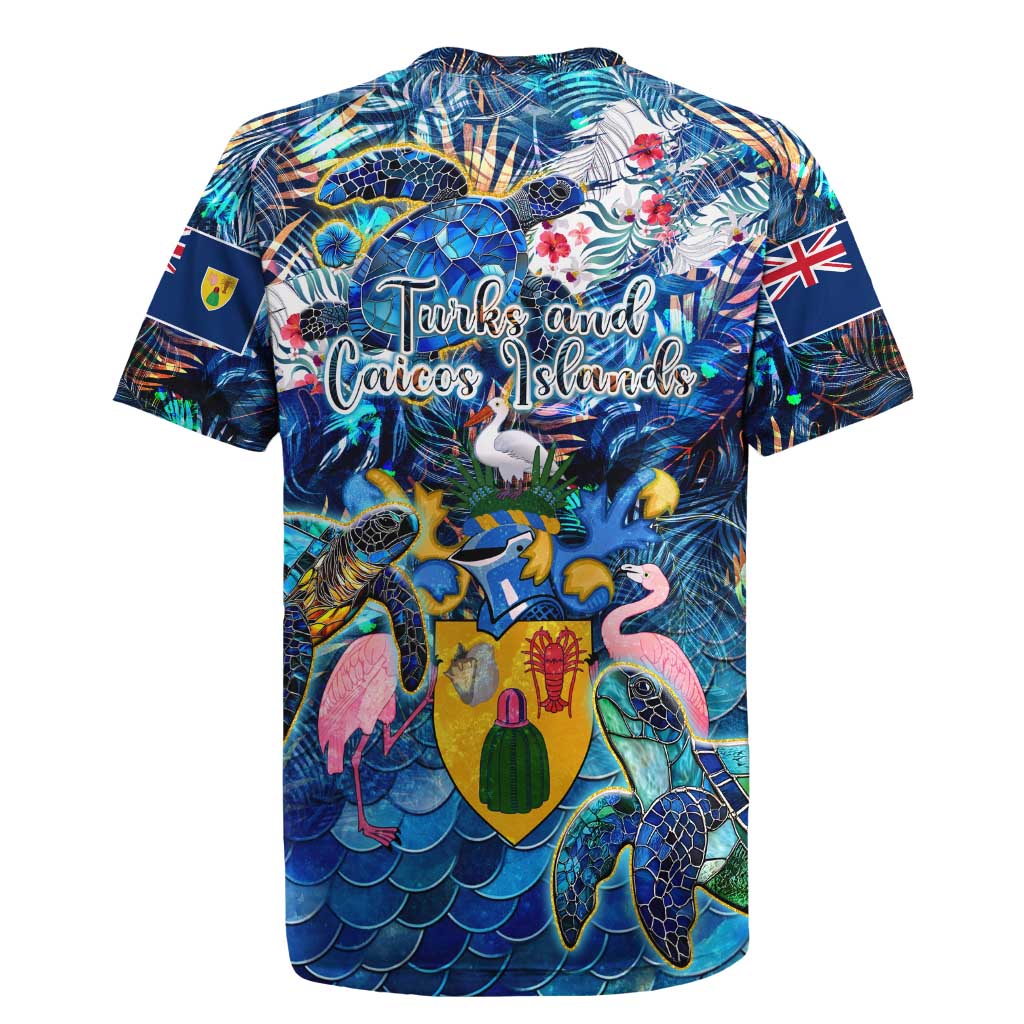 Turks and Caicos Islands Rugby Jersey Sea Turtle Tropical Pattern - Wonder Print Shop
