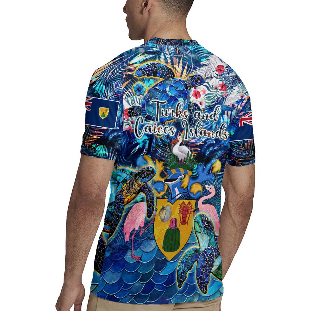 Turks and Caicos Islands Rugby Jersey Sea Turtle Tropical Pattern - Wonder Print Shop