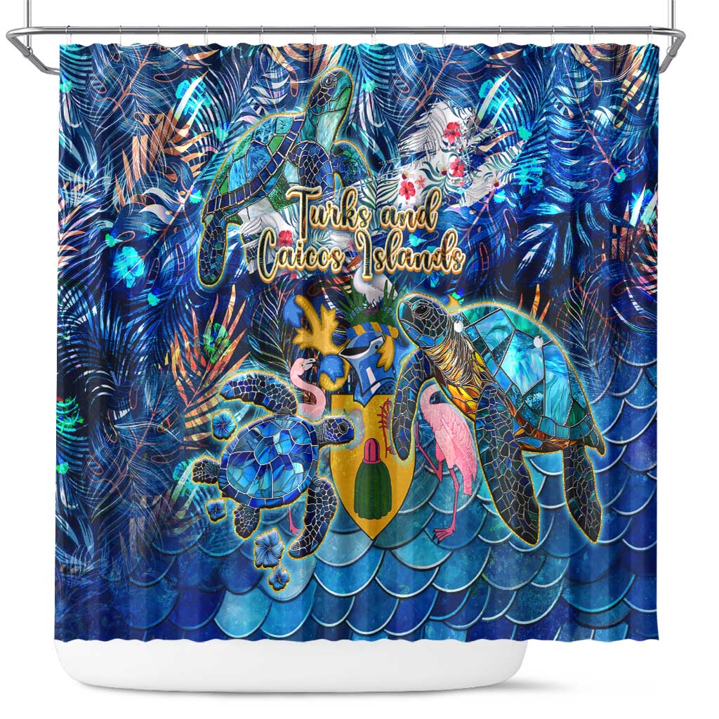 Turks and Caicos Islands Shower Curtain Sea Turtle Tropical Pattern - Wonder Print Shop