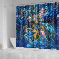 Turks and Caicos Islands Shower Curtain Sea Turtle Tropical Pattern - Wonder Print Shop