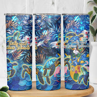 Turks and Caicos Islands Skinny Tumbler Sea Turtle Tropical Pattern - Wonder Print Shop