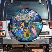 Turks and Caicos Islands Spare Tire Cover Sea Turtle Tropical Pattern - Wonder Print Shop
