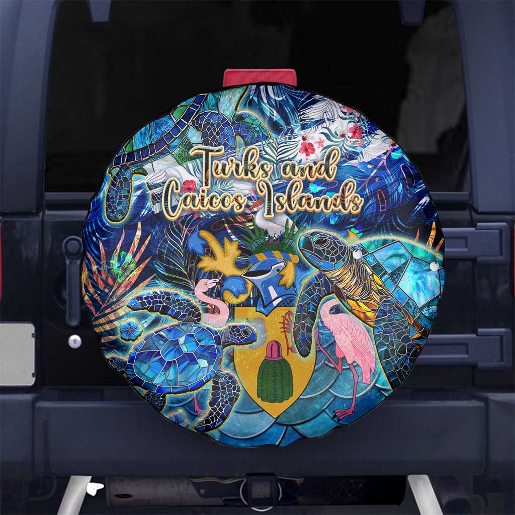 Turks and Caicos Islands Spare Tire Cover Sea Turtle Tropical Pattern - Wonder Print Shop