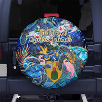 Turks and Caicos Islands Spare Tire Cover Sea Turtle Tropical Pattern - Wonder Print Shop